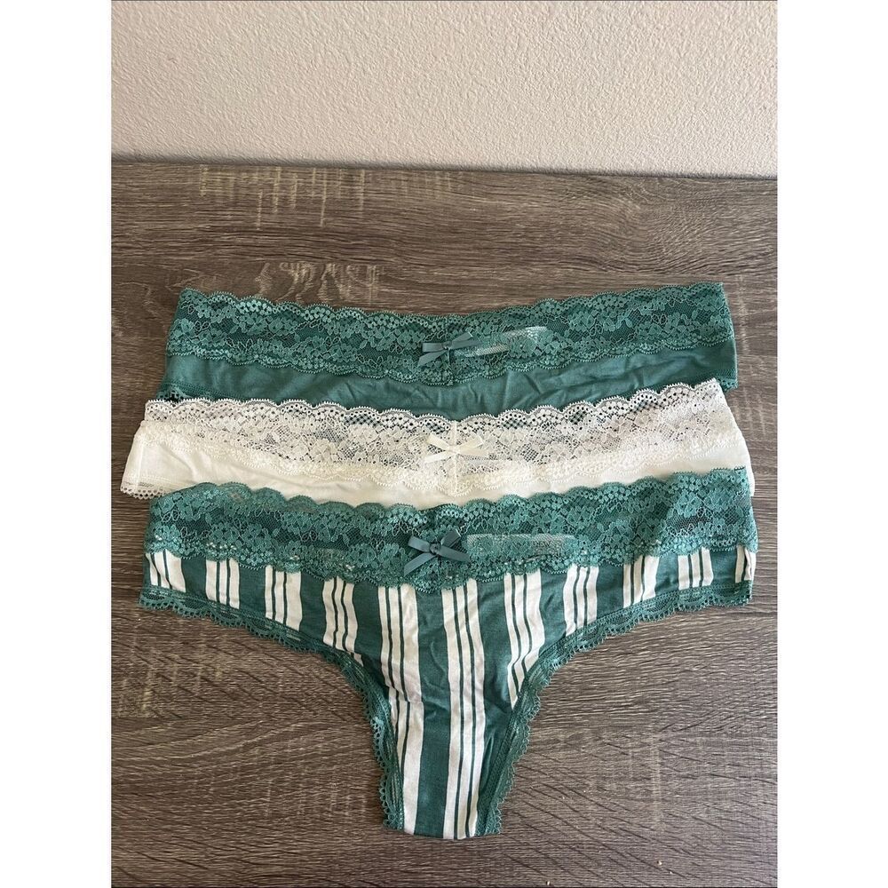 New Honeydew Lace Trim Panty Bundle Green White Intimates 1X/2X